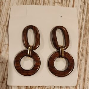 Brown Wooden Hoop Earrings